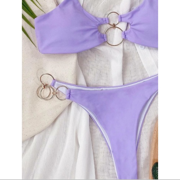 🔥HP!🔥 Pastel Lilac Metal Ring Bikini Swimsuit - Picture 5 of 6